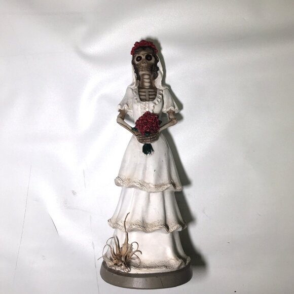 🛑 SKELETON ➕🆒 FIGURINE Bride Red Roses Halloween Day of Dead Decor 💸BUY NOW‼️ - Picture 14 of 16